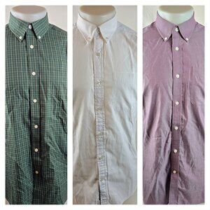 Eddie Bauer Shirt Mens Medium Button Up Bundle Lot of 3 Wrinkle Free Relaxed Fit